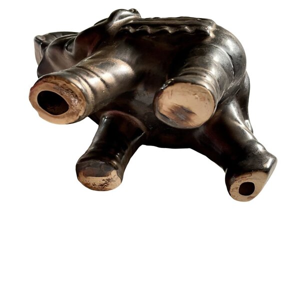 Lucky Ceramic Elephant Trunk Up With Saddle Black Copper Better Homes & Garden u - Picture 7 of 8
